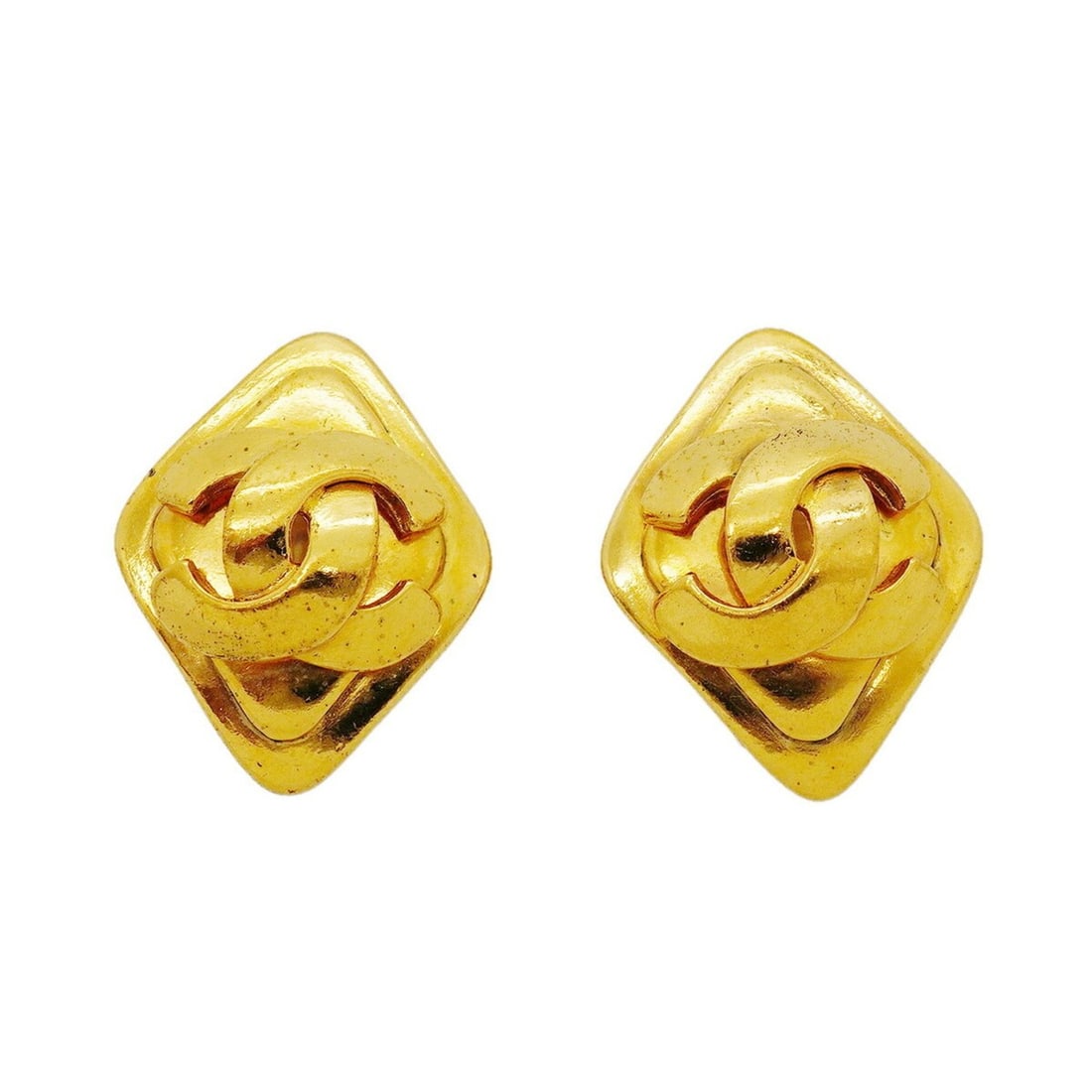 Chanel Earrings, Coco Mark, Diamond Shape, GP Plated Gold, Women's: --- Catalog ---Category: SizeSize (HxWxD): 28.10mm x 22.30mm / 1.11'' x 0.88''Category: DesignType: Clip earringsColor: GoldGender: WomenMaterial: Gold platingCategory: GeneralBrand: Chanel--- Item Li