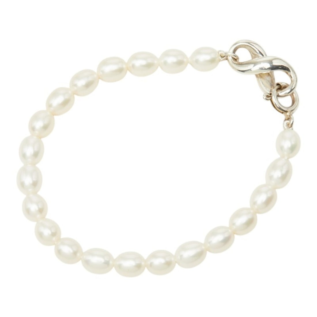 Tiffany & Co. Infinity Bracelet, SV925 Sterling Silver, Freshwater Pearl, Women's.: --- Catalog ---Category: SizeLength: 16.5cm / 6.49''Category: DesignType: Charm braceletColor: SilverStone: Freshwater pearlGender: WomenMaterial: Silver 925Category: GeneralBrand: Tiffany--- Item Lis