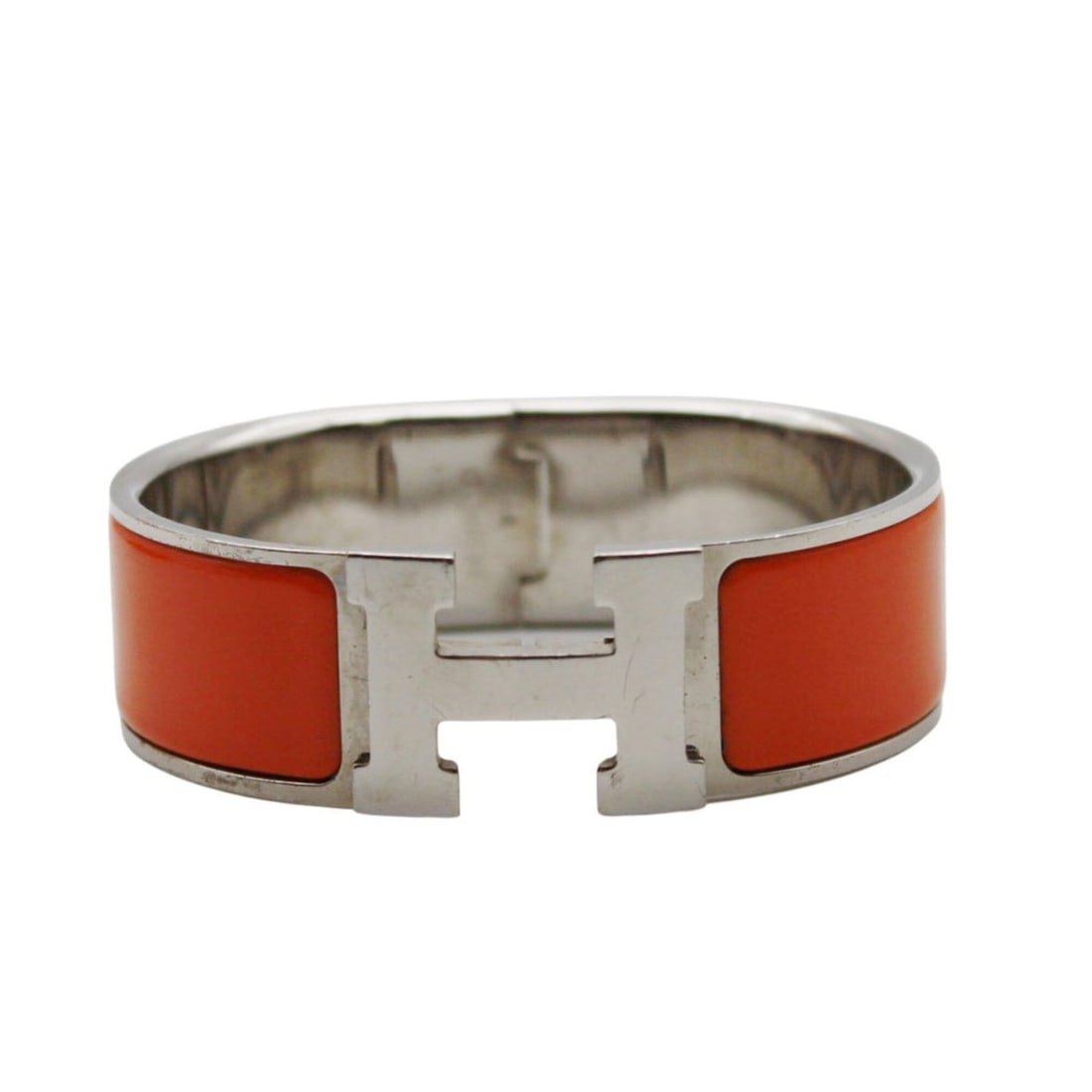 Hermes HERMES Bangle Clic Clack H Women's Brand Metal Orange Silver Accessory: --- Catalog ---Category: SizeLength: 17cm / 6.69''Category: DesignType: BangleColor: OrangeGender: WomenMaterial: MetalCategory: GeneralBrand: Hermes--- Item List ---Section: ConditionRanking: Rank B 