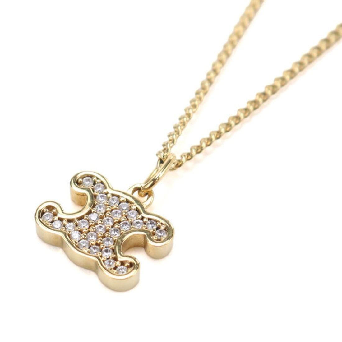 CELINE Celine Necklace 460GB6BZI.35OR Rhinestone Triomphe Women's Gold: --- Catalog ---Category: SizePendant Size: 8mm x 11mm / 0.31'' x 0.43''Neck Circumference: 41 cm / 16.14''Category: DesignColor: GoldGender: WomenMaterial: MetalNecklace Type: NecklaceCategory: Genera