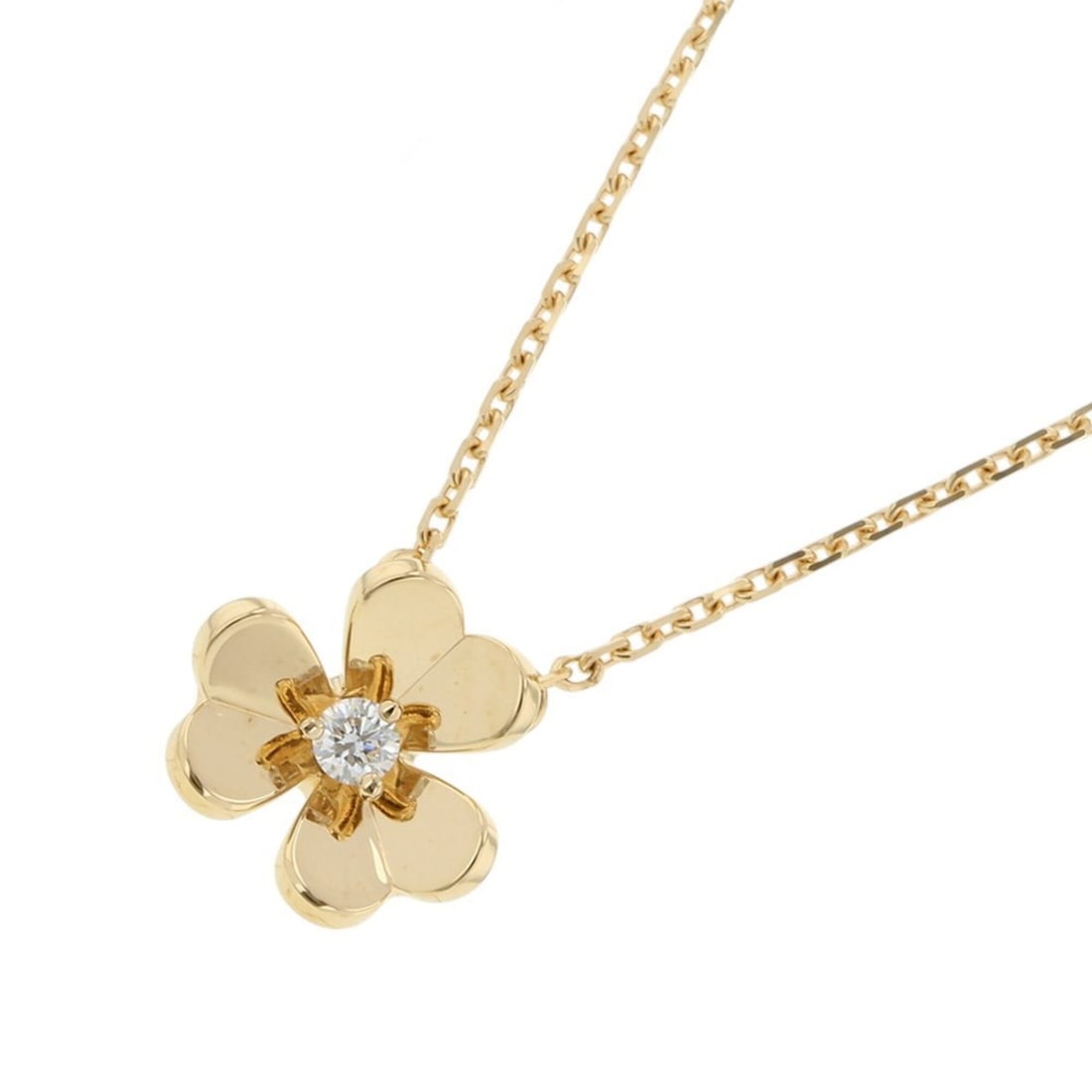Van Cleef & Arpels Frivole Pendant Mini Necklace, 1 Diamond (0.05ct), 18K Yellow Gold (VCARP0J100): --- Catalog ---Category: SizePendant Size: 9.8mm x 10.7mm / 0.38'' x 0.42''Neck Circumference: 39 cm - 40.5 cm / 15.35'' - 15.94''Category: DesignGender: WomenMaterial: Yellow gold (18K)Pendant Type: 