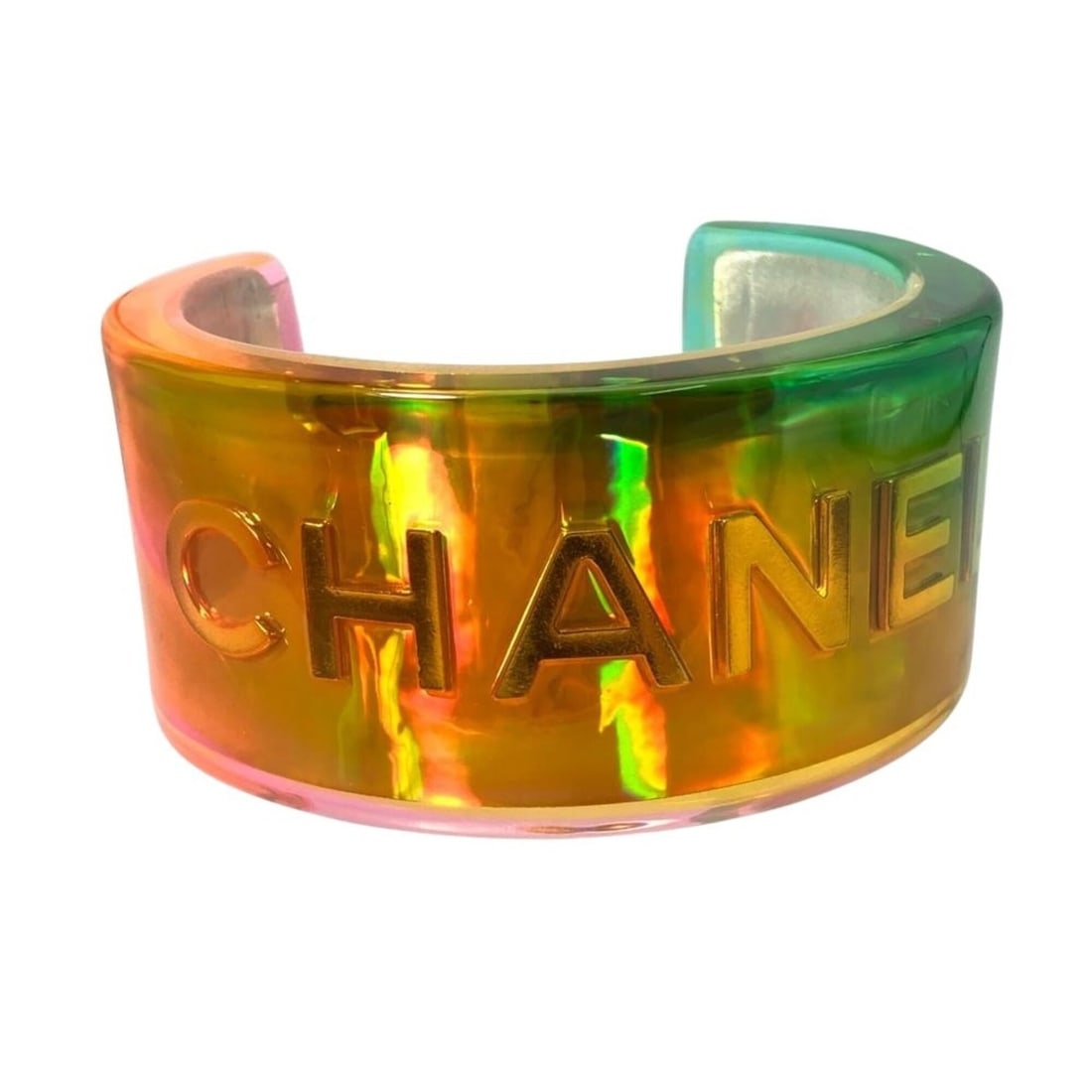 Chanel Rainbow Bangle Cuff Plastic Multicolor 97P Men's Women's: --- Catalog ---Category: SizeWidth: 3.7cm / 1.45''Length: 18cm / 7.08''Weight: 61.3g / 2.16oz.Category: DesignType: BangleColor: Multi-colorGender: Men,WomenMaterial: PlasticCategory: GeneralBrand: