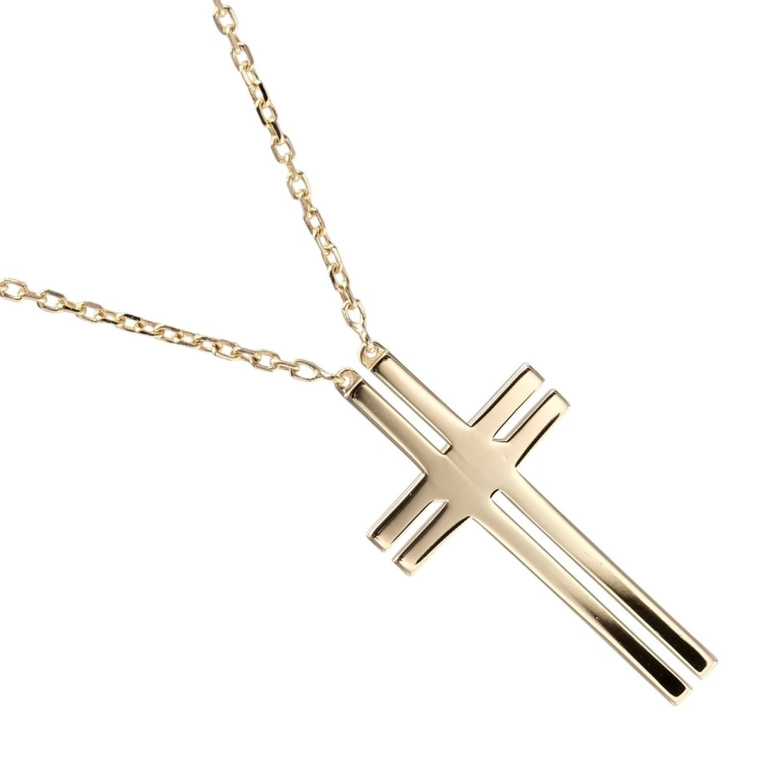 Cartier Cross Necklace 18KYG Yellow Gold Approx. 5.4g CARTIER: --- Catalog ---Category: SizeWeight: 5.4g / 0.19oz.Pendant Size: 28.35mm x 14.02mm / 1.11'' x 0.55''Neck Circumference: 42 cm / 16.53''Category: DesignGender: WomenMaterial: Yellow gold (18K)Necklace 