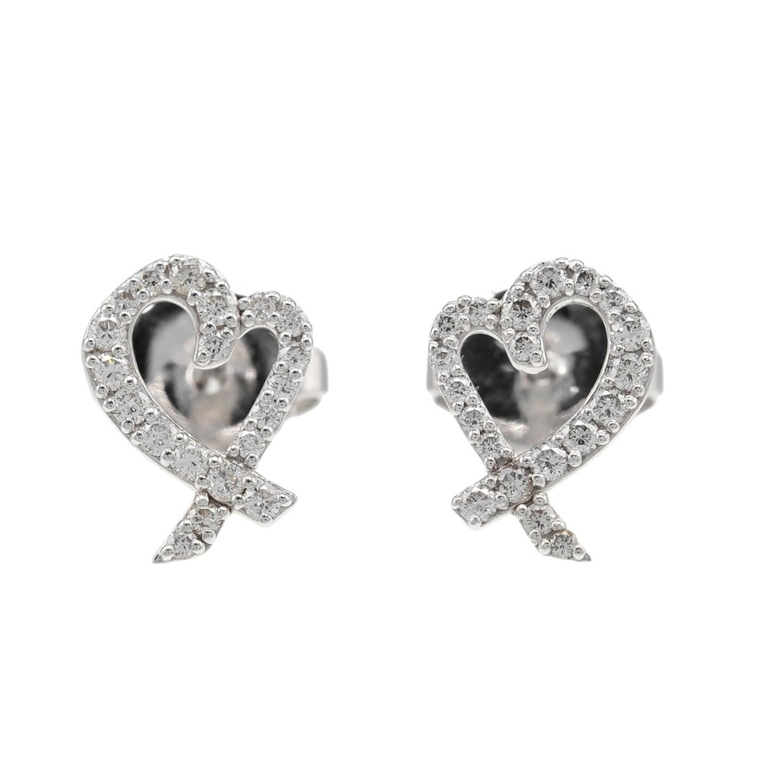 Tiffany & Co. Loving Heart Earrings, 18K White Gold with Diamonds, Approx. 1.41g.: --- Catalog ---Category: SizeWeight: 1.41g / 0.04oz.Size (HxWxD): 9.00mm x 6.60mm / 0.35'' x 0.26''Category: DesignType: Stud earringsStone: DiamondGender: WomenMaterial: White gold (18K)Category: