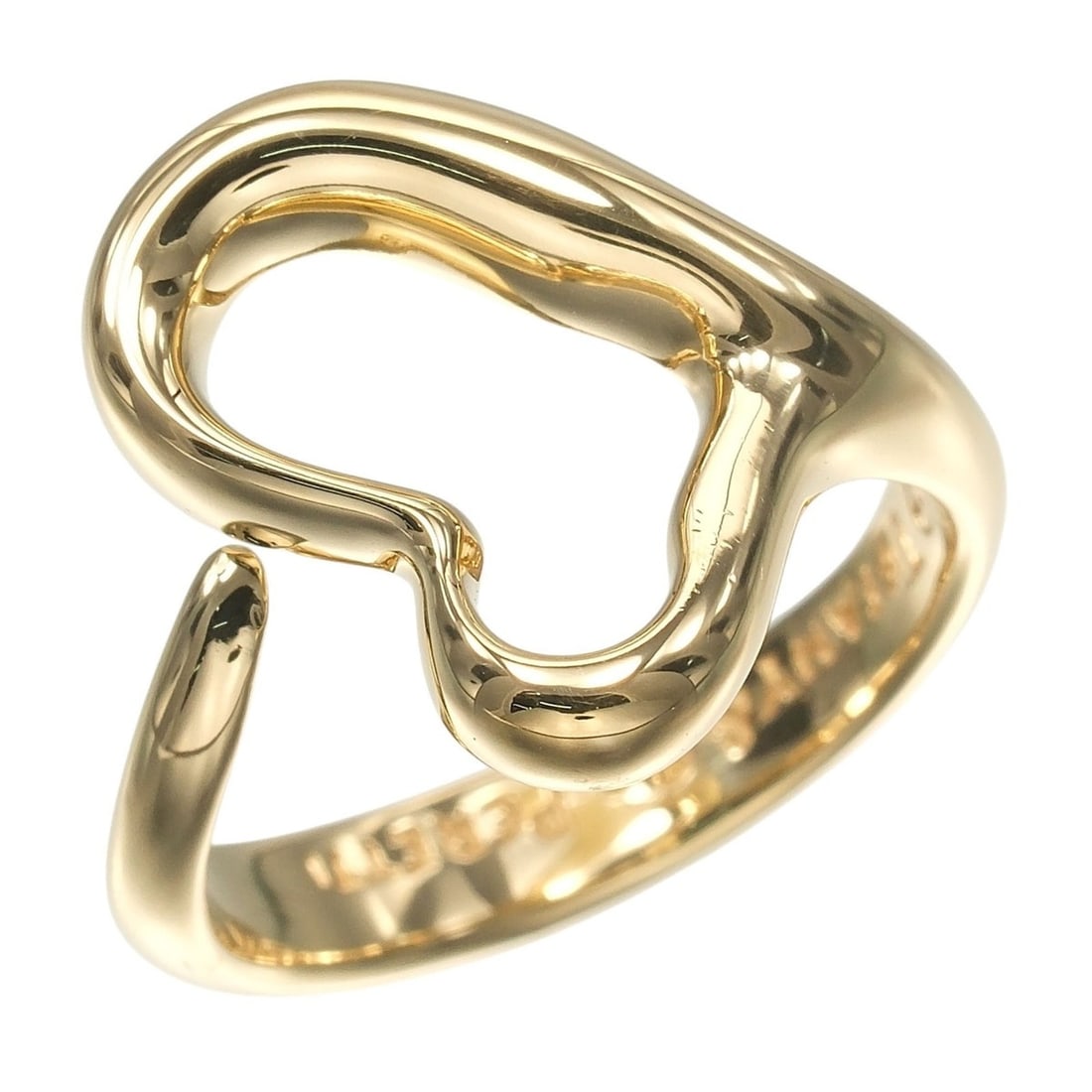 Tiffany & Co. Open Heart Ring, Size 9.5, 18K Yellow Gold, Approx. 6.14g.: --- Catalog ---Category: SizeWeight: 6.14g / 0.21oz.JP Size: 9.5US Size: 5Category: DesignType: Band ringGender: WomenMaterial: Yellow gold (18K)Category: GeneralLine: Open HeartBrand: Tiffany--- Item