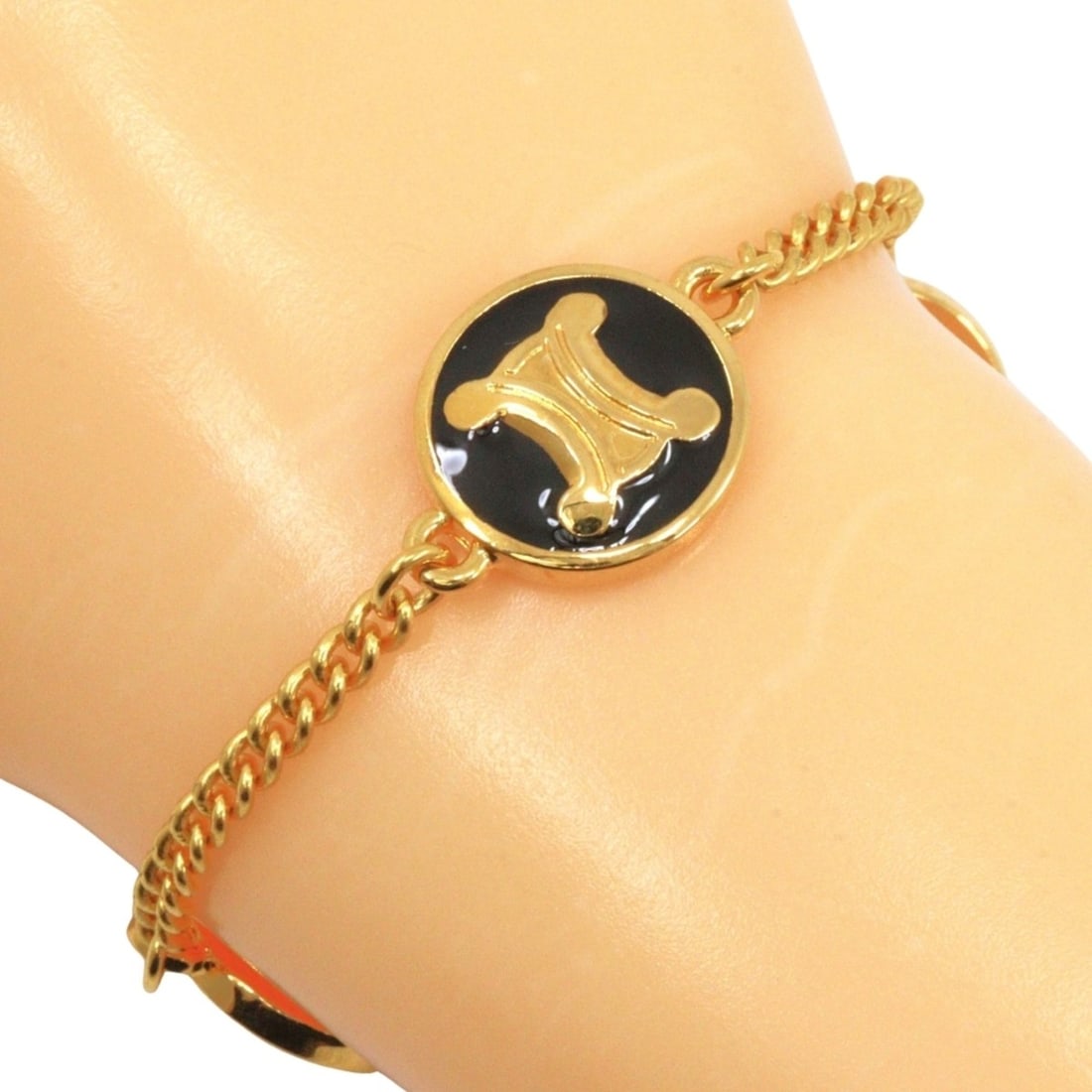 Celine Triomphe Bracelet, Gold Plated, Approx. 15g, Women's. (1 of 9)