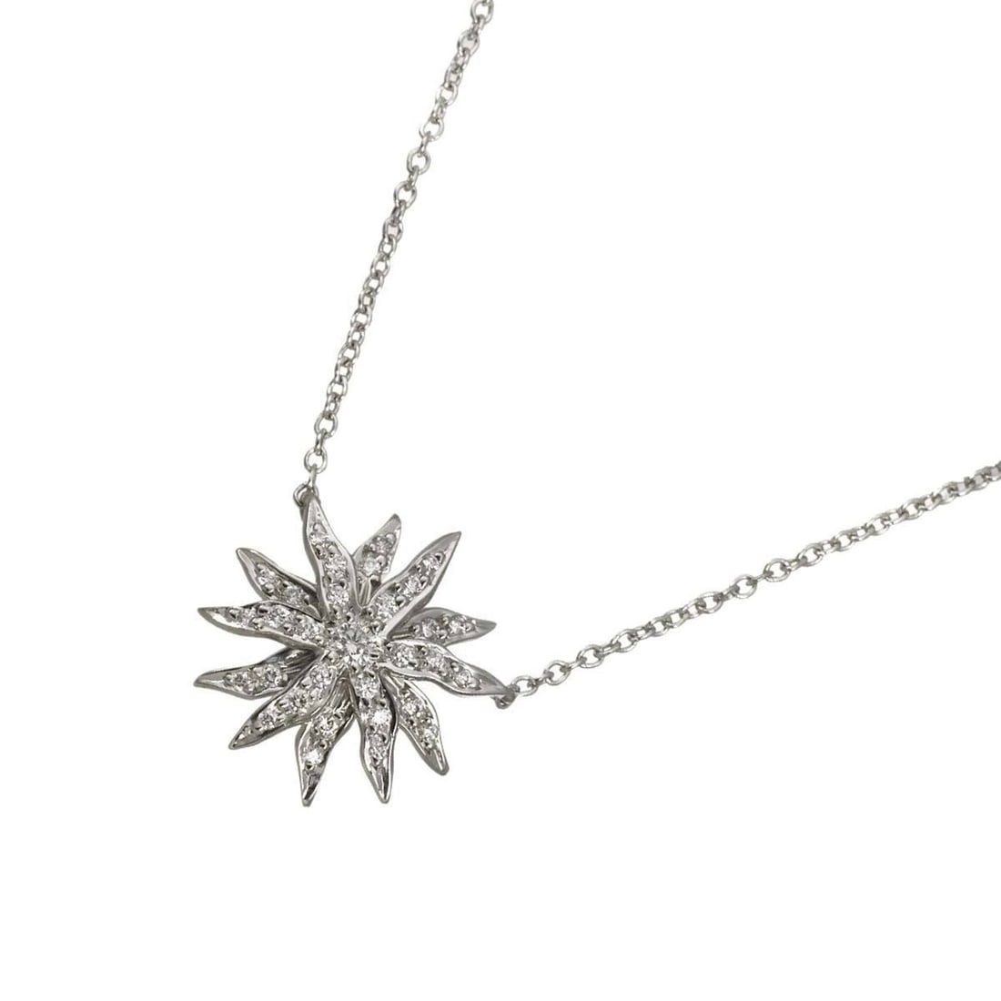 Tiffany & Co. Sunburst Diamond Necklace, 40cm, Platinum (Pt): --- Catalog ---Category: SizePendant Size: 14.1mm x 13.6mm / 0.55'' x 0.53''Neck Circumference: 40 cm / 15.74''Category: DesignGender: WomenMaterial: Platinum 950Necklace Type: NecklaceCategory: Gener