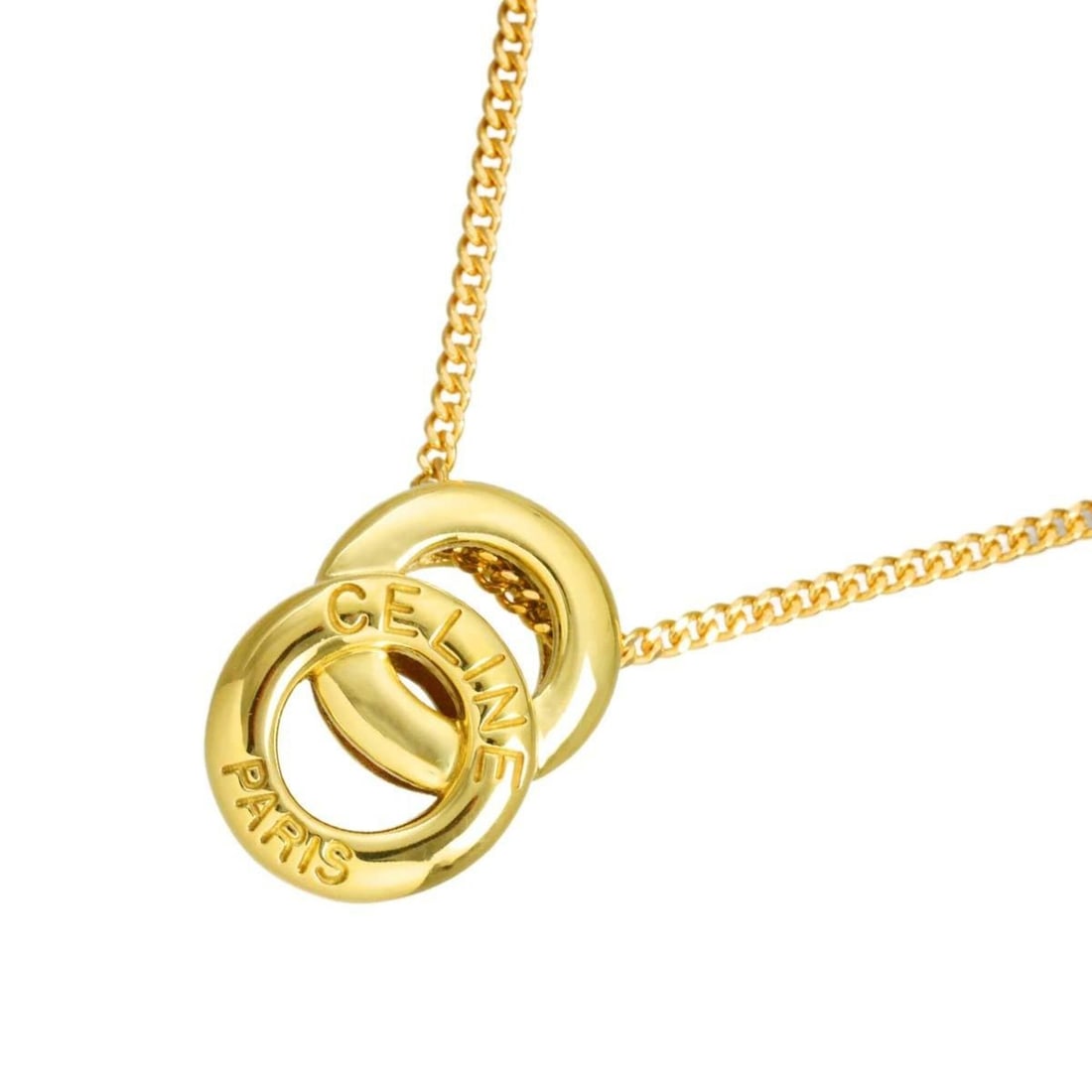 Celine Double Circle Necklace, 44.5cm, 18K Yellow Gold (750): --- Catalog ---Category: SizePendant Size: 19.7mm x 13.5mm / 0.77'' x 0.53''Neck Circumference: 44.5 cm / 17.51''Category: DesignGender: WomenMaterial: Yellow gold (18K)Necklace Type: NecklaceCategory