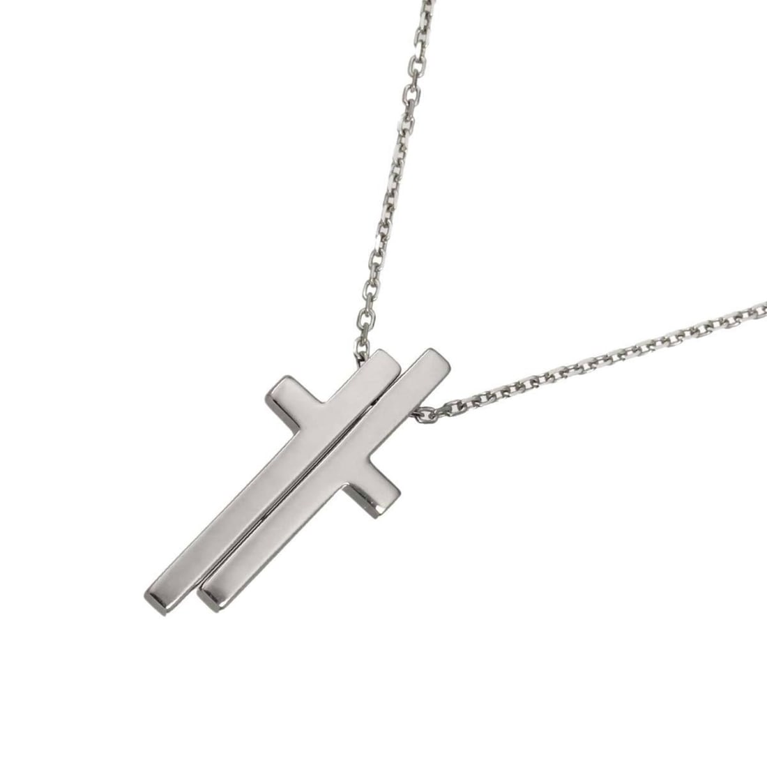 Gucci Separate Cross Necklace 48cm 18K WG White Gold 750: --- Catalog ---Category: SizePendant Size: 28.9mm x 12.5mm / 1.13'' x 0.49''Neck Circumference: 48 cm / 18.89''Category: DesignGender: Women,MenMaterial: White gold (18K)Necklace Type: NecklaceCategor