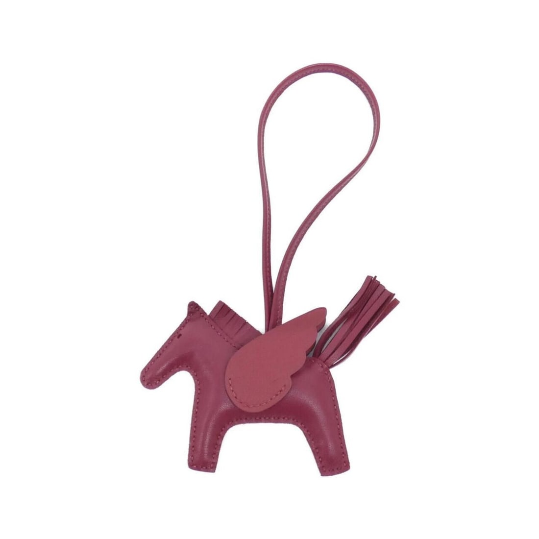 Hermes Rodeo Pegasus Accessory Bag Charm PM 083010CA: --- Catalog ---Category: SizeChain Length: 360.00mm / 14.17''Size (HxWxD): 75.00mm x 85.00mm / 2.95'' x 3.35''Category: DesignType: Handbag charmColor: Red color, Rouge GrenatGender: Men,WomenMaterial