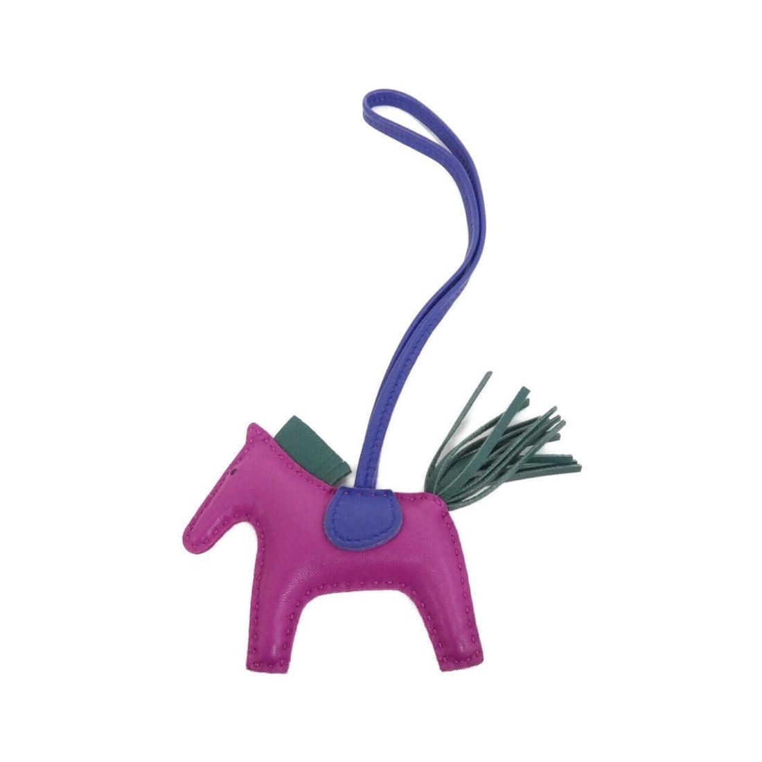 Hermes Rodeo Accessory Bag Charm PM 074410CA: --- Catalog ---Category: SizeChain Length: 360.00mm / 14.17''Size (HxWxD): 75.00mm x 85.00mm / 2.95'' x 3.35''Category: DesignType: Handbag charmColor: Blue, PurpleGender: Women,MenMaterial: Agneau Mi