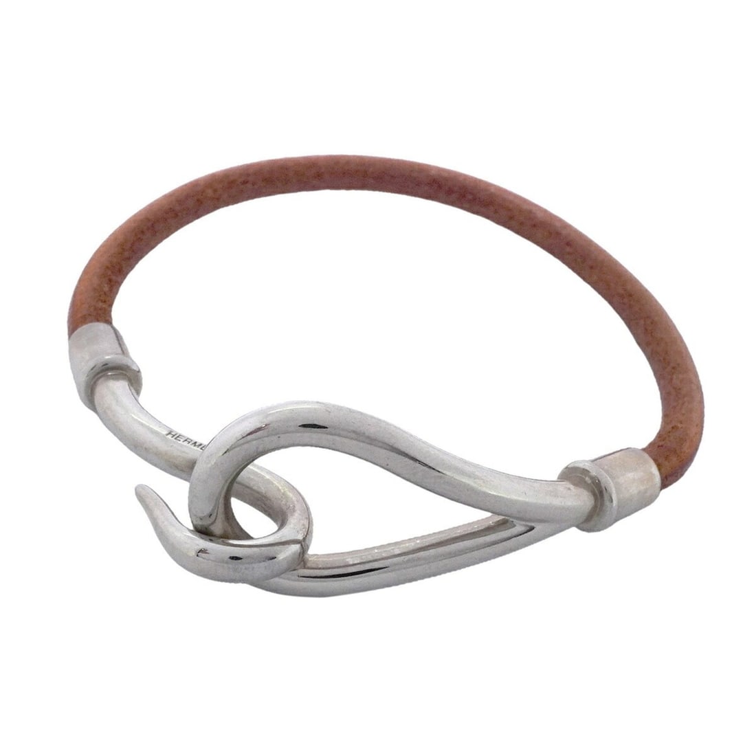 Hermes Jumbo Hook Bracelet, Metal and Leather, Silver Brown, Women's: --- Catalog ---Category: SizeLength: 16cm / 6.29''Category: DesignType: Charm braceletColor: Brown, SilverGender: WomenMaterial: Leather, MetalCategory: GeneralBrand: Hermes--- Item List ---Section: C