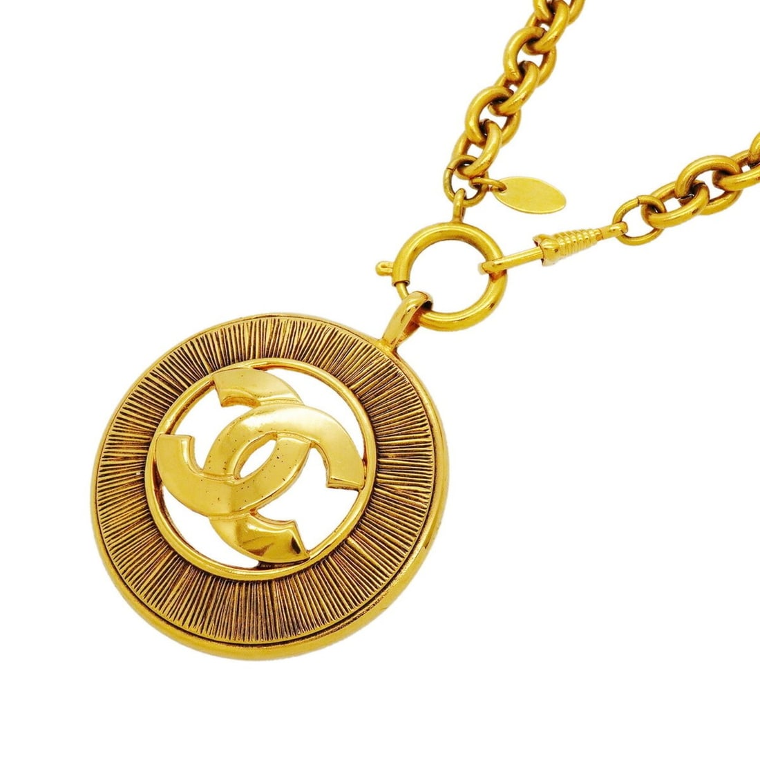 Chanel Necklace, Coco Mark Circle, GP Plated Gold, Women's: --- Catalog ---Category: SizePendant Size: 64.4mm x 54mm / 2.53'' x 2.12''Neck Circumference: 82.5 cm / 32.48''Category: DesignColor: GoldGender: WomenMaterial: Gold platingNecklace Type: NecklaceCate
