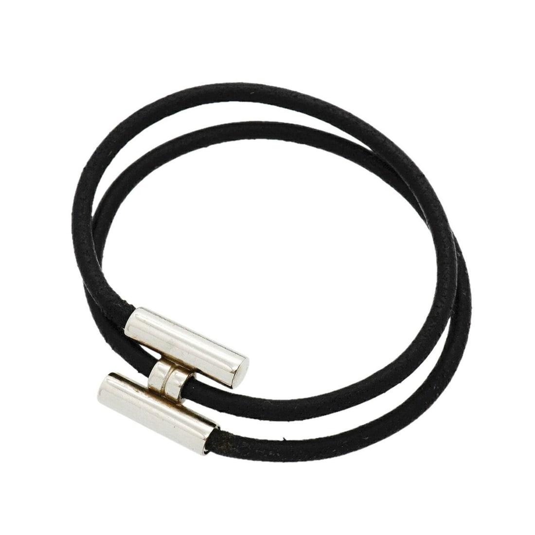 Hermes Tournis Bracelet, Metal and Leather, Silver Black, Women's: --- Catalog ---Category: SizeLength: 17cm / 6.69''Category: DesignType: Charm braceletColor: Black, SilverGender: WomenMaterial: Leather, MetalCategory: GeneralBrand: Hermes--- Item List ---Section: C