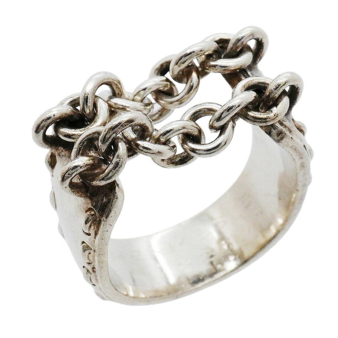 Hermes ring, Mexico chain, sterling silver 925, size 53, women's.: --- Catalog ---Category: SizeUS Size: 6.5Brand Size: 53Category: DesignType: Band ringGender: WomenMaterial: Silver 925Category: GeneralBrand: Hermes--- Item List ---Section: ConditionRanking: Rank AB
