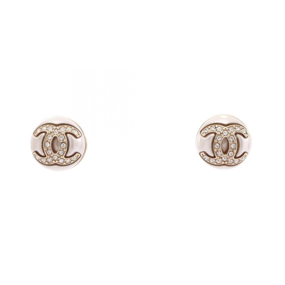 Chanel I22S Coco Mark Earrings, Gold Plated (GP), Faux Pearl, Rhinestone, Women's, White, Gold,: --- Catalog ---Category: SizeSize (HxWxD): 12.00mm x 12.00mm / 0.47'' x 0.47''Category: DesignType: Stud earringsColor: Clear, Gold, WhiteGender: WomenMaterial: Gold plating, RhinestoneCategory: Gener