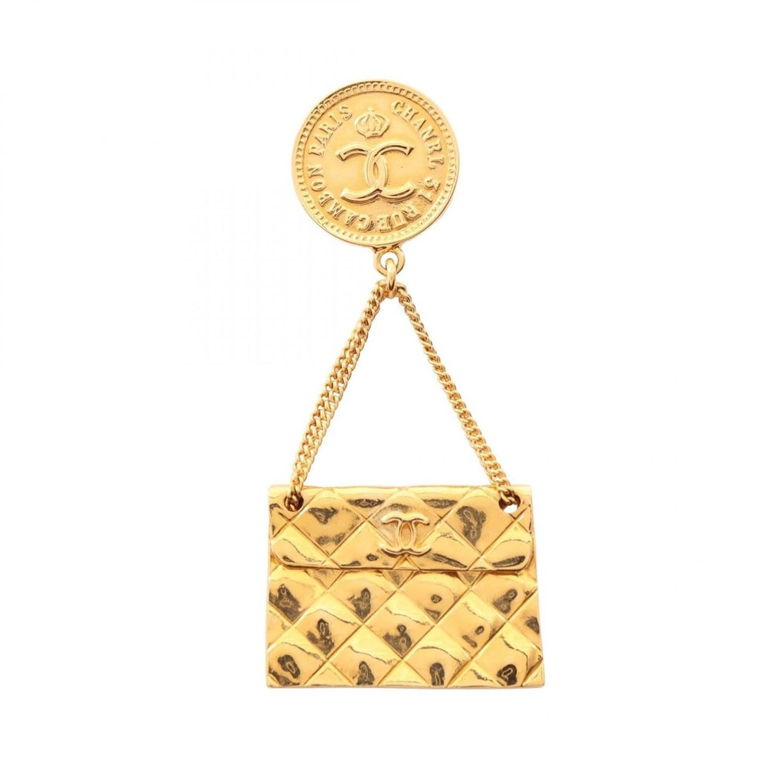 Chanel CHANEL 95A Matelassé Handbag Motif Brooch Accessory GP (Gold Plated) Women's Gold Tone (1 of 5)