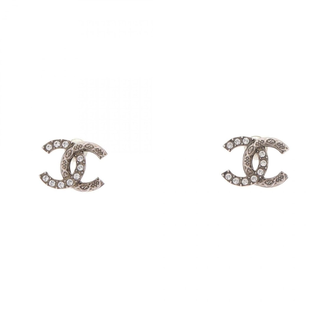 Chanel Coco Mark I24A Earrings, Jewelry, Metal, Rhinestone, Women's, Silver/Clear Tones (1 of 6)