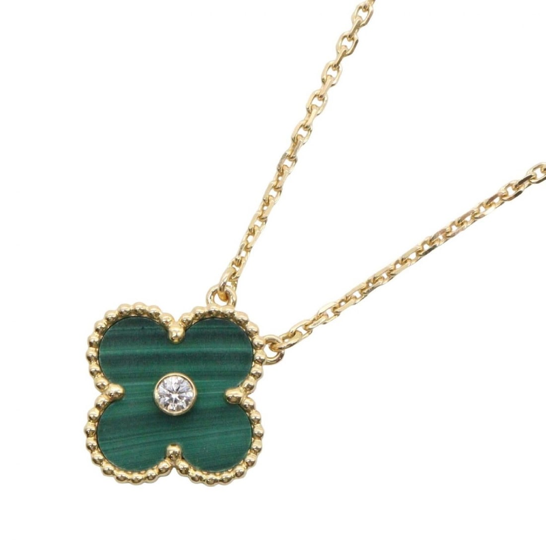 Van Cleef & Arpels Vintage Alhambra Malachite Diamond Necklace (18K Yellow Gold) - A women's (1 of 6)