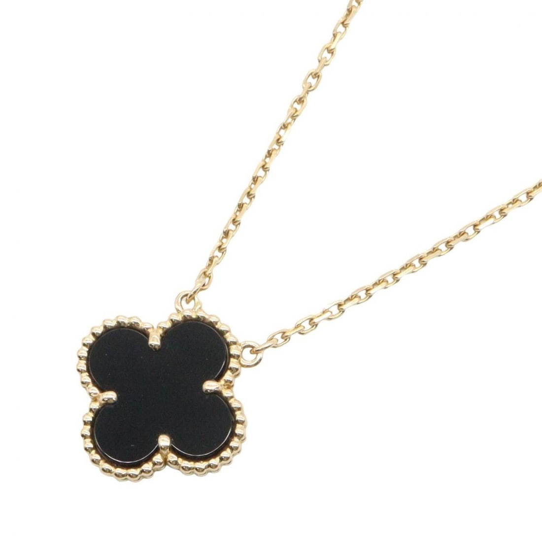 Van Cleef & Arpels Vintage Alhambra Onyx Necklace, 18K (Yellow Gold), Onyx, Women's, Gold/Black: --- Catalog ---Category: SizePendant Size: 15mm x 15mm / 0.59'' x 0.59''Neck Circumference: 38 cm - 42.5 cm / 14.96'' - 16.73''Category: DesignColor: Black, GoldGender: WomenMaterial: Yellow gold (18K