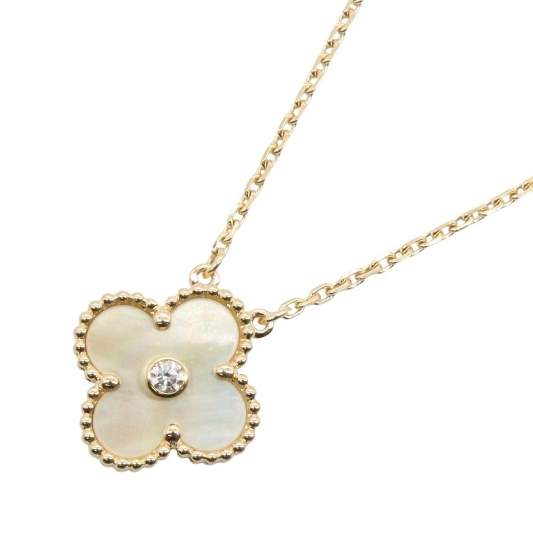 Van Cleef & Arpels Vintage Alhambra Yellow Mother-of-Pearl 1PD Necklace Jewelry 18K (Yellow Gold): --- Catalog ---Category: SizePendant Size: 15mm x 15mm / 0.59'' x 0.59''Neck Circumference: 37.5 cm - 42 cm / 14.76'' - 16.53''Category: DesignColor: Clear, Gold, YellowGender: WomenMaterial: Yellow g
