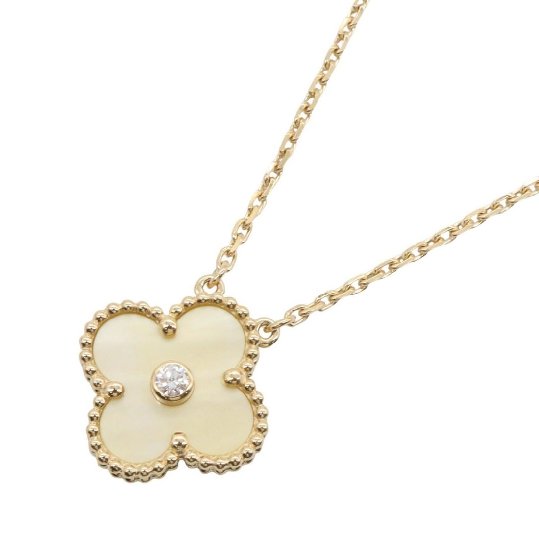 Van Cleef & Arpels Vintage Alhambra Yellow Mother-of-Pearl 1PD Necklace Jewelry 18K (Yellow Gold): --- Catalog ---Category: SizePendant Size: 15mm x 15mm / 0.59'' x 0.59''Neck Circumference: 37 cm - 41.5 cm / 14.56'' - 16.33''Category: DesignColor: Clear, Gold, YellowGender: WomenMaterial: Yellow g