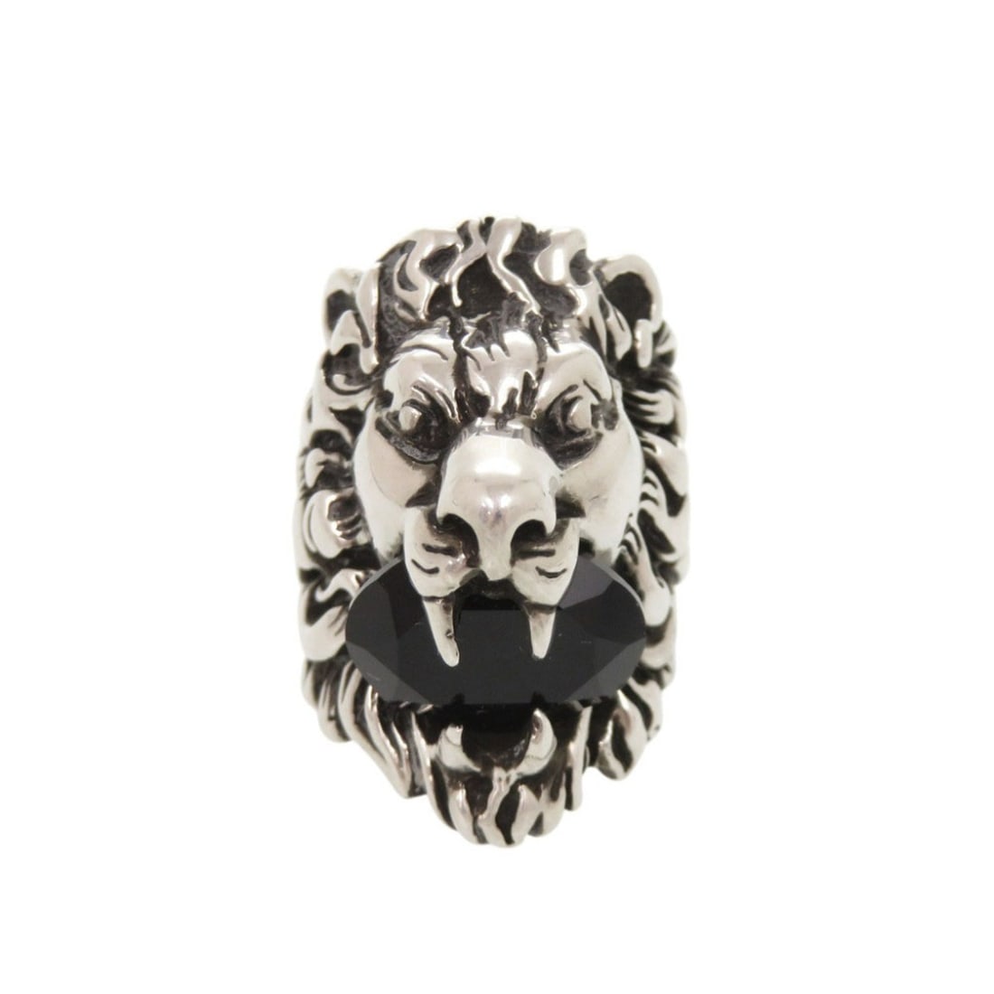 Gucci Lion Head Metal Stone Ring, Size #8 (approx.), Silver, 0362GUCCI: --- Catalog ---Category: SizeJP Size: 7US Size: 4Category: DesignType: Band ringColor: SilverGender: Men,WomenMaterial: MetalCategory: GeneralBrand: GucciCountry of Origin: Italy--- Item List ---Secti