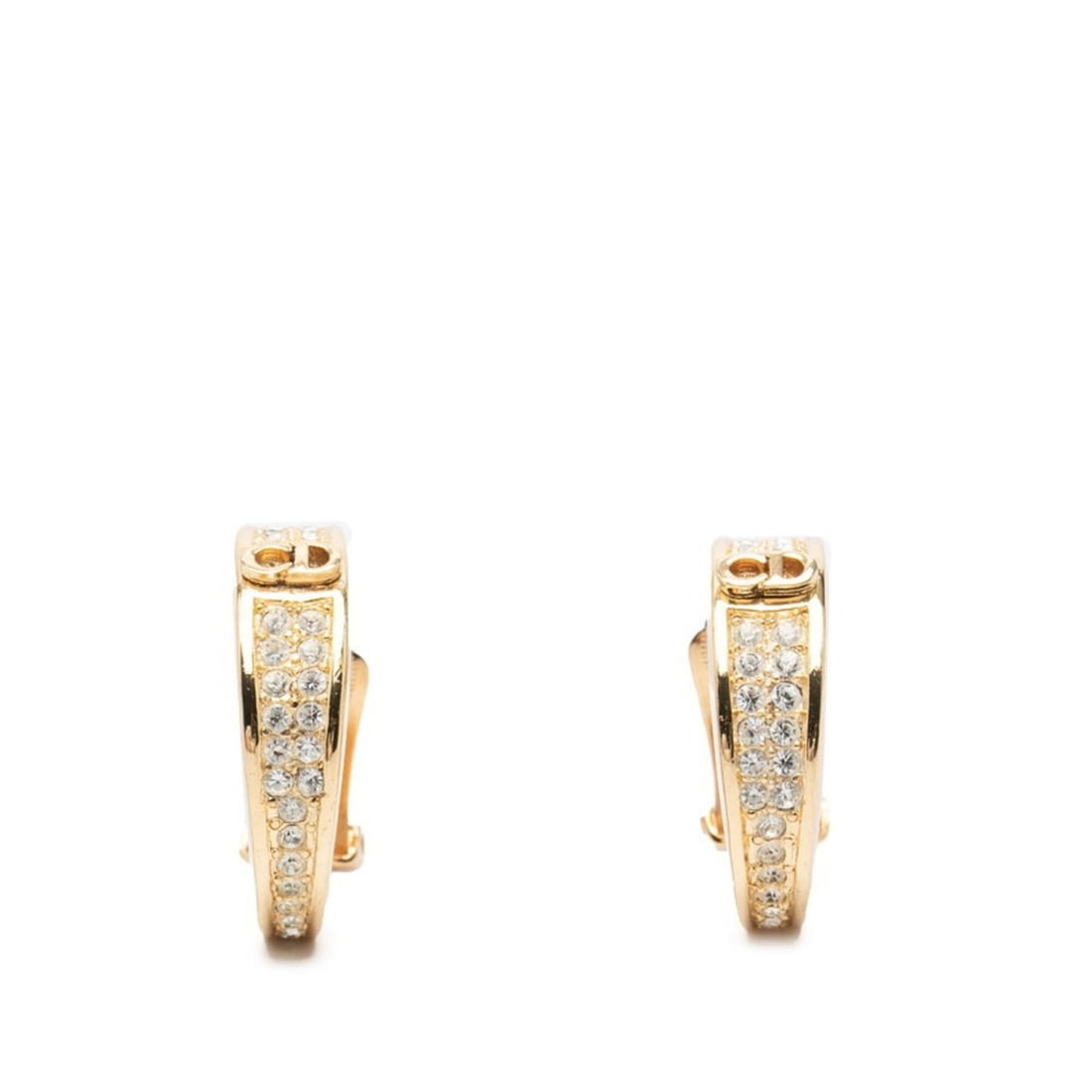 Christian Dior Dior Hoop Earrings, Gold Plated, Rhinestones, Women's: --- Catalog ---Category: SizeSize (HxWxD): 29.60mm x 8.50mm / 1.17'' x 0.33''Category: DesignType: Clip earringsColor: GoldGender: WomenMaterial: RhinestoneCategory: GeneralBrand: Christian Dior--- It