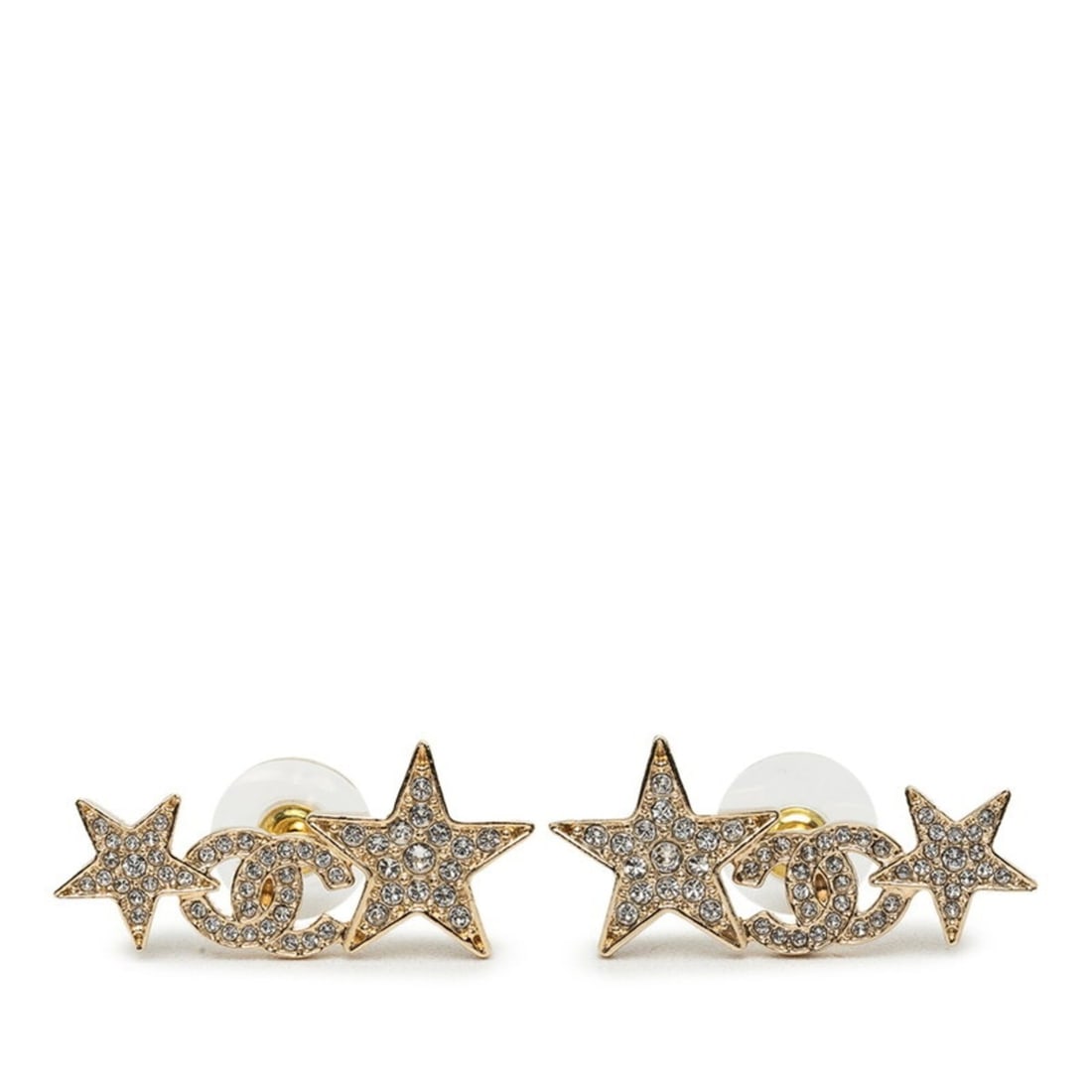 Chanel Coco Mark Star Motif Earrings B23C Gold Plated Rhinestone Women's CHANEL (1 of 4)