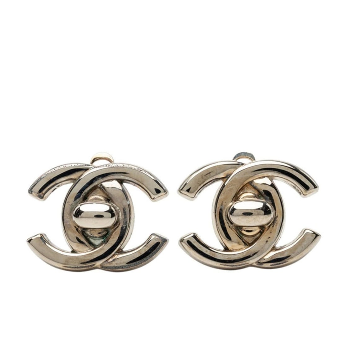Chanel Coco Mark Vintage Earrings, 96A Stamped, Silver Metal, Women's CHANEL (1 of 3)