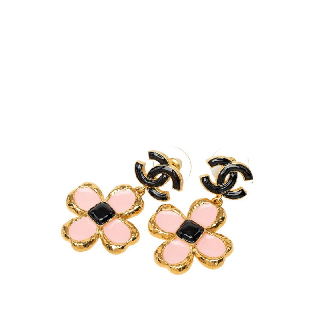 Chanel Coco Mark Flower Motif Earrings, L23K Gold, Pink and Black Plated, Women's CHANEL: --- Catalog ---Category: SizeSize (HxWxD): 42.40mm x 26.90mm / 1.67'' x 1.06''Category: DesignType: Stud earringsColor: Black, Gold, PinkGender: WomenCategory: GeneralBrand: Chanel--- Item List ---Sec