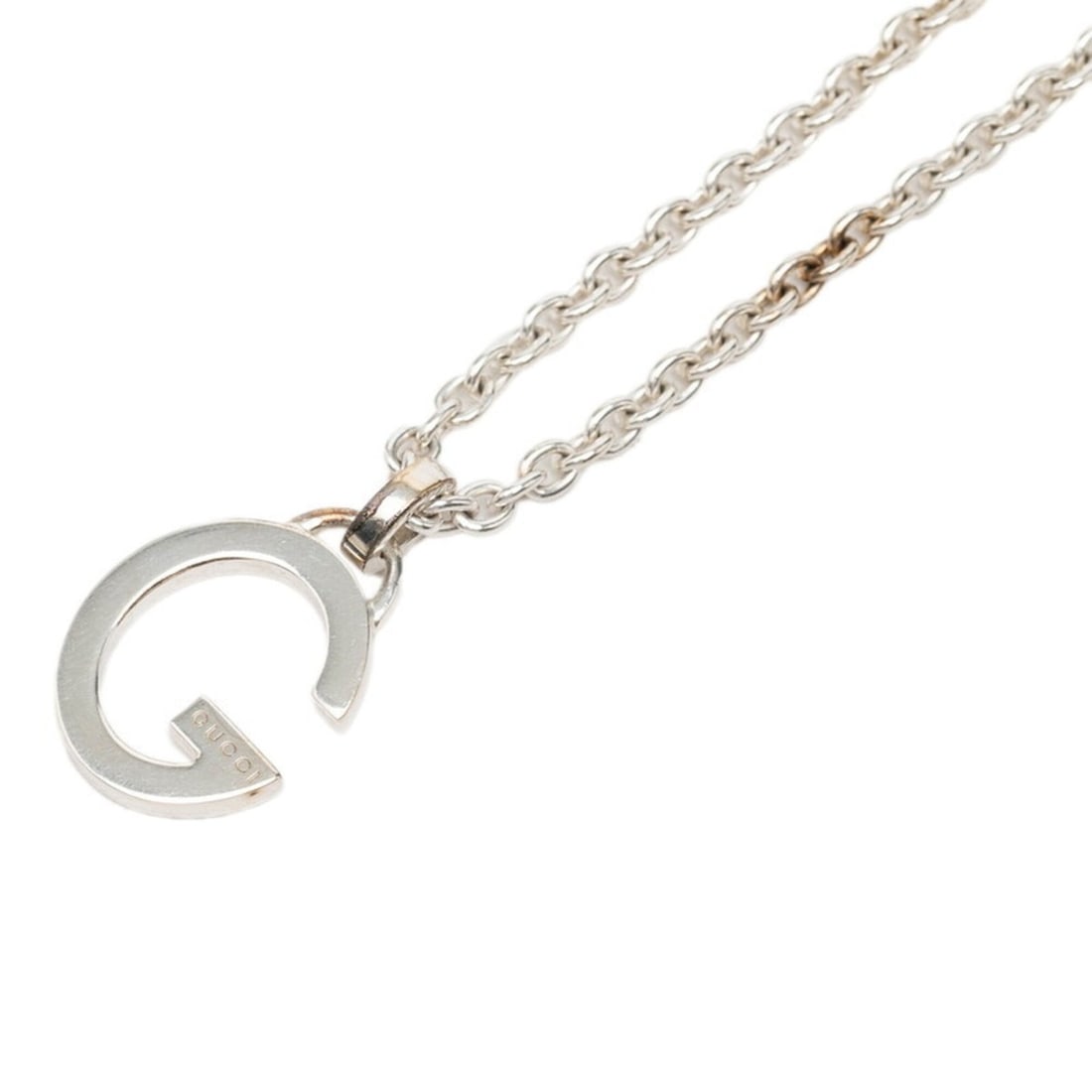Gucci G-logo chain pendant necklace, silver (SV925), women's.: --- Catalog ---Category: SizePendant Size: 31.1mm x 18.4mm / 1.22'' x 0.72''Neck Circumference: 45 cm / 17.71''Category: DesignColor: SilverGender: WomenMaterial: Silver 925Necklace Type: NecklaceCate