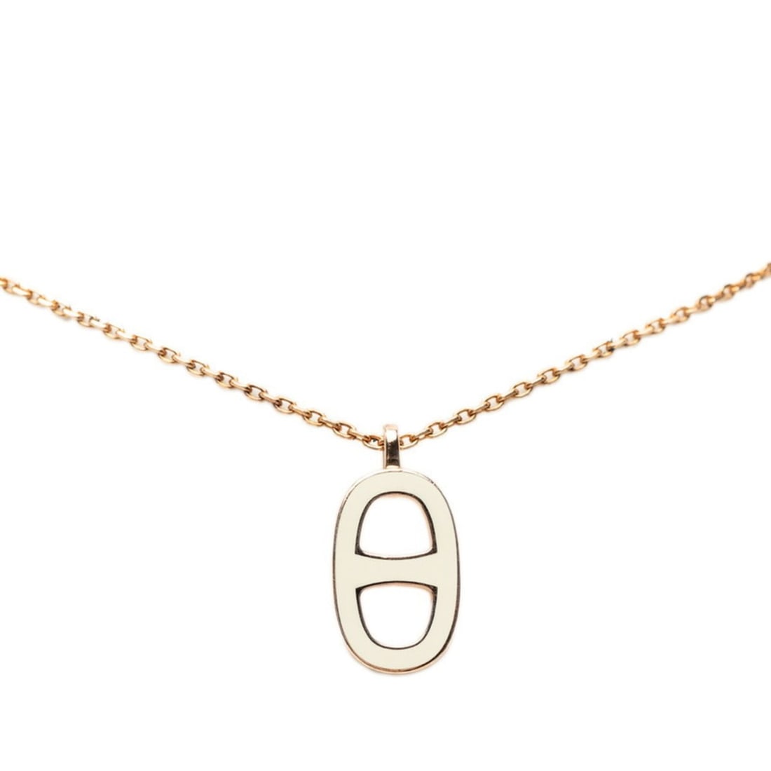 Hermes Farandole PM Necklace, White Ivory Pink Gold Plated, Women's HERMES: --- Catalog ---Category: SizePendant Size: 17.7mm x 11.5mm / 0.69'' x 0.45''Neck Circumference: 43 cm / 16.92''Category: DesignColor: Ivory, Pink gold, WhiteGender: WomenMaterial: Gold platingNecklace
