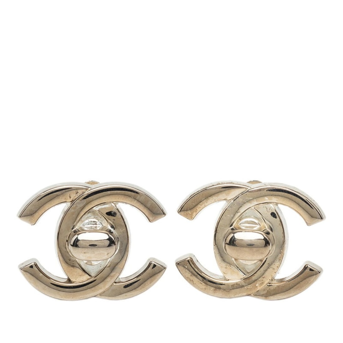 Chanel Coco Mark Vintage Earrings, 97P Stamp, Silver Metal, Women's CHANEL (1 of 3)