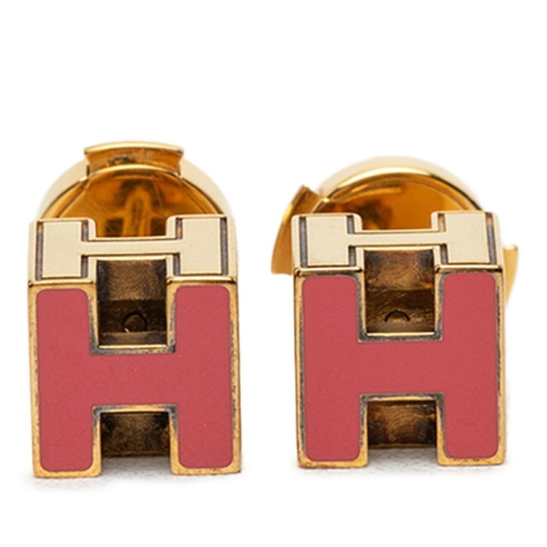 Hermes Cage d'H H-Cube Stud Earrings, Gold Pink Plated, Women's HERMES: --- Catalog ---Category: SizeSize (HxWxD): 7.90mm x 7.90mm / 0.31'' x 0.31''Category: DesignType: Stud earringsColor: Gold, PinkGender: WomenCategory: GeneralBrand: Hermes--- Item List ---Section: Con
