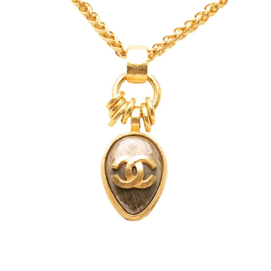 Chanel Coco Mark Vintage Chain Pendant Necklace Teardrop 97A Gold Plated Women's CHANEL: --- Catalog ---Category: SizePendant Size: 68mm x 25mm / 2.67'' x 0.98''Neck Circumference: 86 cm / 33.85''Category: DesignColor: GoldGender: WomenSeason: VintagePendant Type: PendantNecklace Type: Pe