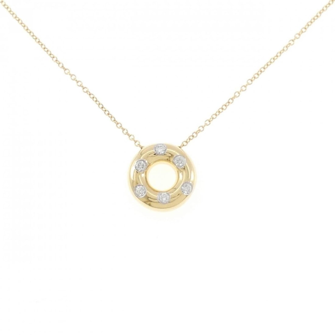 Tiffany Dots Necklace: --- Catalog ---Category: SizePendant Size: 12.5mm x 12.5mm / 0.49'' x 0.49''Neck Circumference: 41 cm / 16.14''Category: DesignGender: WomenMaterial: Platinum 950, Yellow gold (18K)Pendant Type: Penda