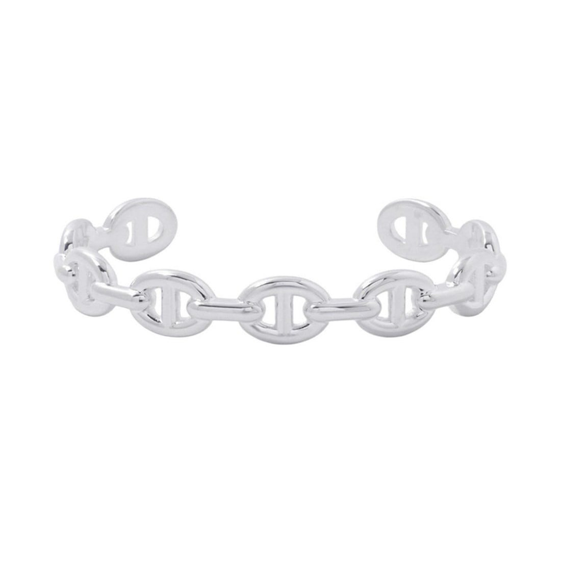 Hermes Chaine d'Ancre Enchainée Bangle Bracelet, SV925 Silver, Size LG. (HERMES bracelet): --- Catalog ---Category: SizeWidth: 9.8mm / 0.38''Length: 17cm / 6.69''Weight: 22.3g / 0.78oz.Category: DesignType: Charm braceletGender: WomenMaterial: Silver 925Category: GeneralBrand: