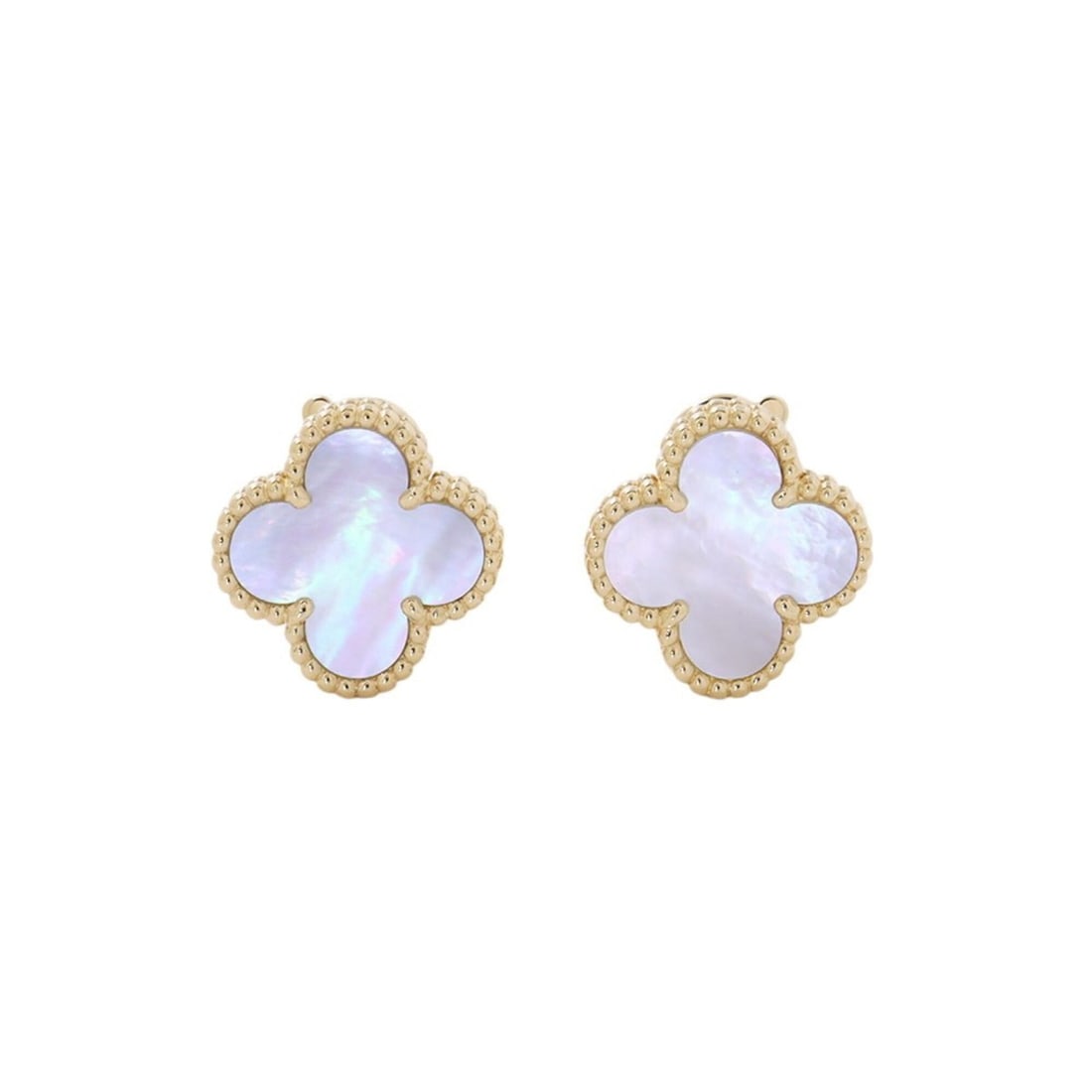 Van Cleef & Arpels Alhambra Earrings, Mother-of-Pearl, 18K Yellow Gold (VCARA44100), Alhambra, White: --- Catalog ---Category: SizeSize (HxWxD): 15.10mm x 15.10mm / 0.59'' x 0.59''Category: DesignType: Stud earringsColor: White, Yellow goldGender: WomenMaterial: Yellow gold (18K)Category: GeneralMPN: