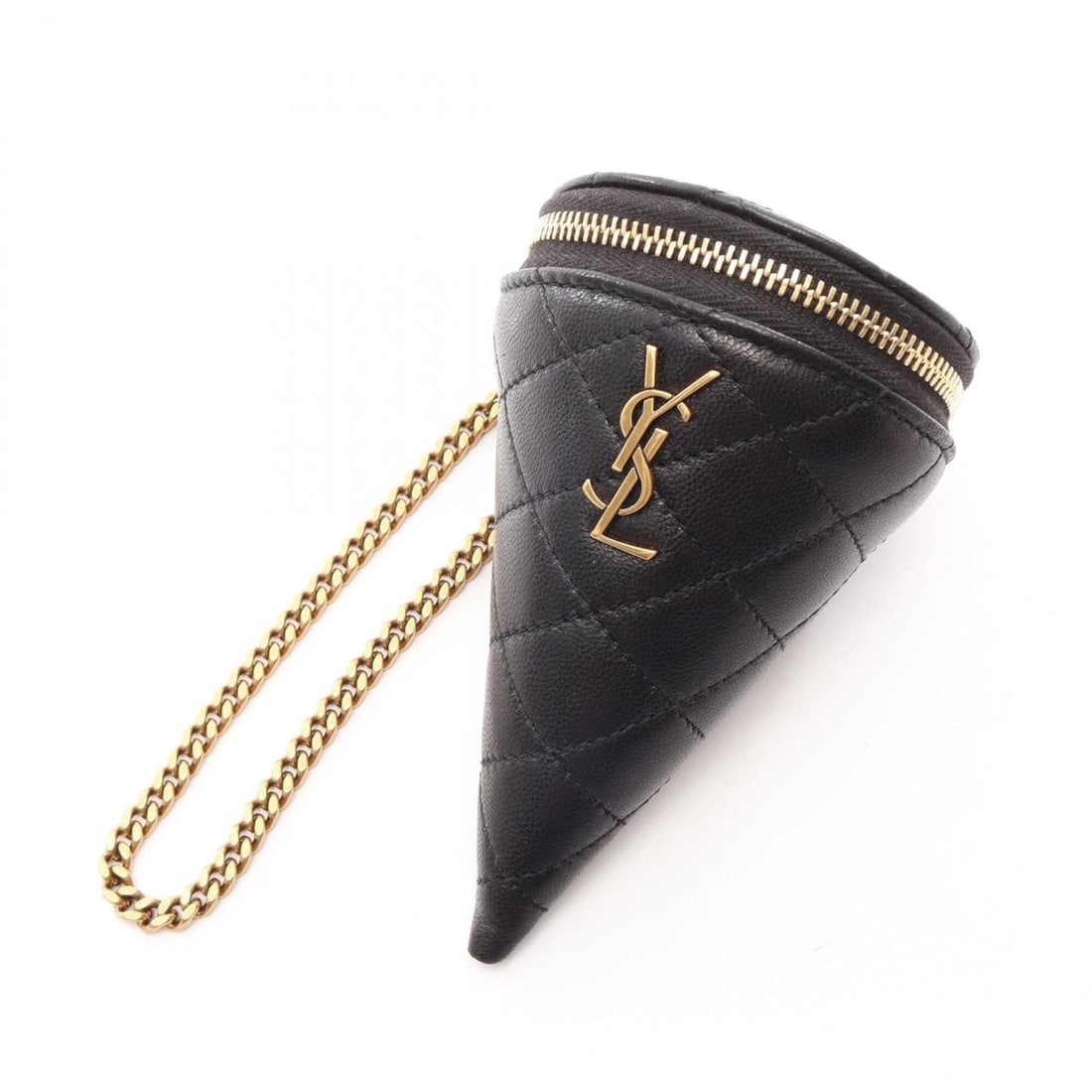 Yves Saint Laurent Saint Laurent Paris Micro Cone Pouch Charm Accessory Leather Women's Black: --- Catalog ---Category: DesignType: Handbag charmColor: BlackGender: WomenMaterial: LeatherCategory: GeneralBrand: Yves Saint Laurent--- Item List ---Section: ConditionRanking: Rank A Used - A few