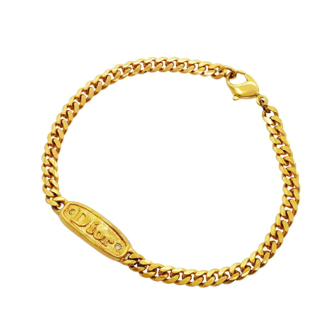 Christian Dior Bracelet, Plate, GP Plated, Rhinestone, Gold, Women's: --- Catalog ---Category: SizeLength: 17.5cm / 6.88''Category: DesignType: Charm braceletColor: GoldGender: WomenMaterial: Gold plating, RhinestoneCategory: GeneralBrand: Christian Dior--- Item List