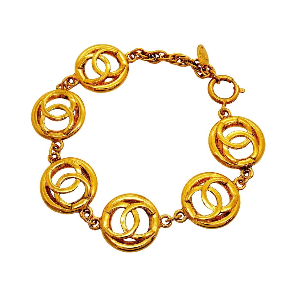 Chanel bracelet, Coco Mark circle, GP plated, gold, women's.: --- Catalog ---Category: SizeLength: 21.5cm / 8.46''Category: DesignType: Charm braceletColor: GoldGender: WomenMaterial: Gold platingCategory: GeneralBrand: Chanel--- Item List ---Section: