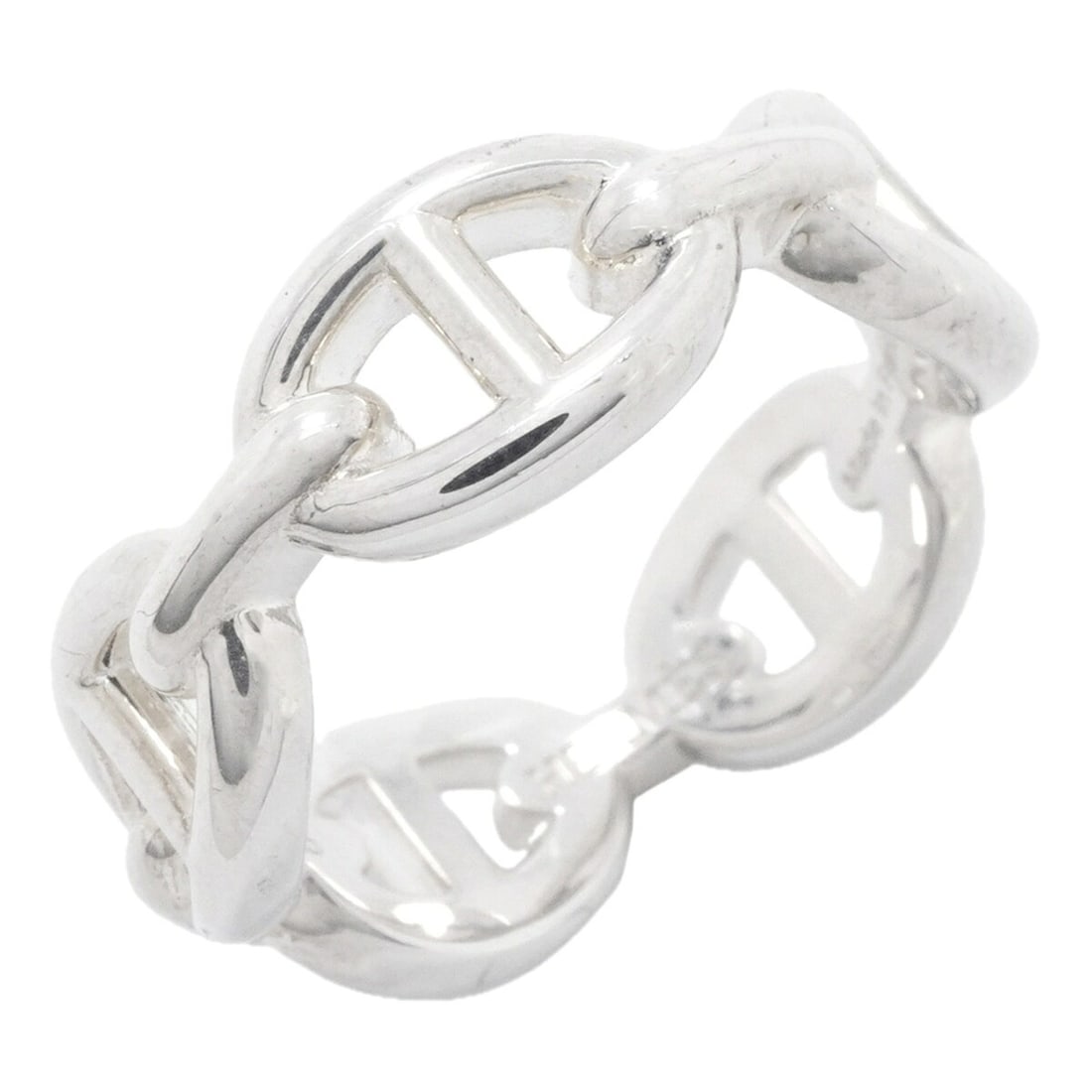 Hermes Enchainée Chaine d'Ancre Ring, Sterling Silver 925, Size 53, Women's: --- Catalog ---Category: SizeUS Size: 6.5Brand Size: 53Category: DesignType: Band ringGender: WomenMaterial: Silver 925Category: GeneralBrand: Hermes--- Item List ---Section: ConditionRanking: Rank AB