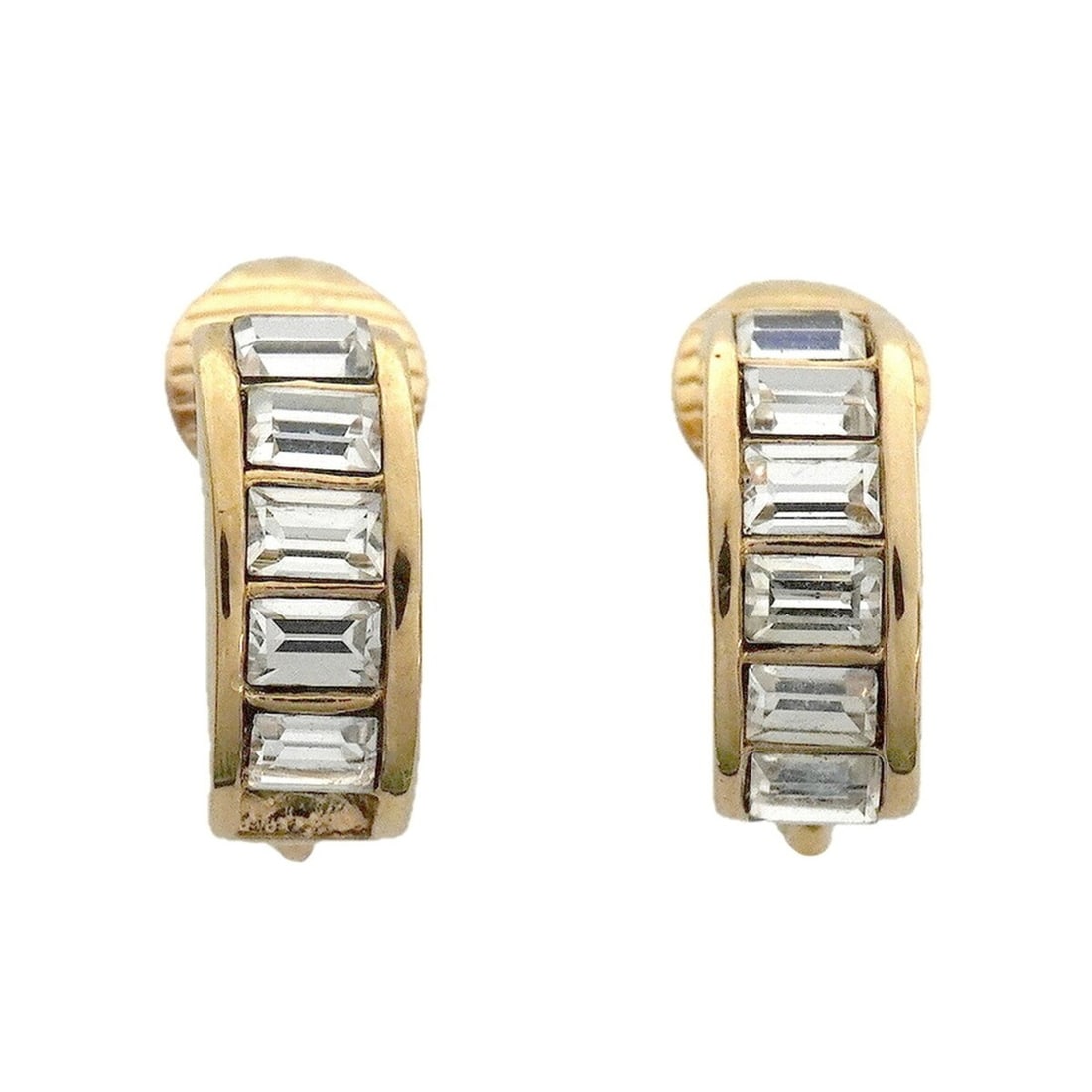 Christian Dior Earrings, GP Plated, Rhinestone, Gold, Women's: --- Catalog ---Category: SizeSize (HxWxD): 11.80mm x 4.70mm / 0.46'' x 0.19''Category: DesignType: Clip earringsColor: GoldGender: WomenMaterial: Gold plating, RhinestoneCategory: GeneralBrand: Christ