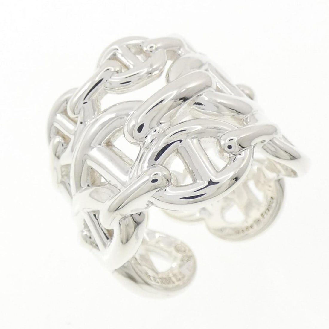 Hermes Hermès Chaine d'Ancre Enchainée Ring: --- Catalog ---Category: SizeUS Size: 5.5Brand Size: 50Category: DesignType: Band ringGender: WomenMaterial: Silver 925Category: GeneralMPN: H109506BBrand: Hermes--- Item List ---Section: ConditionRan