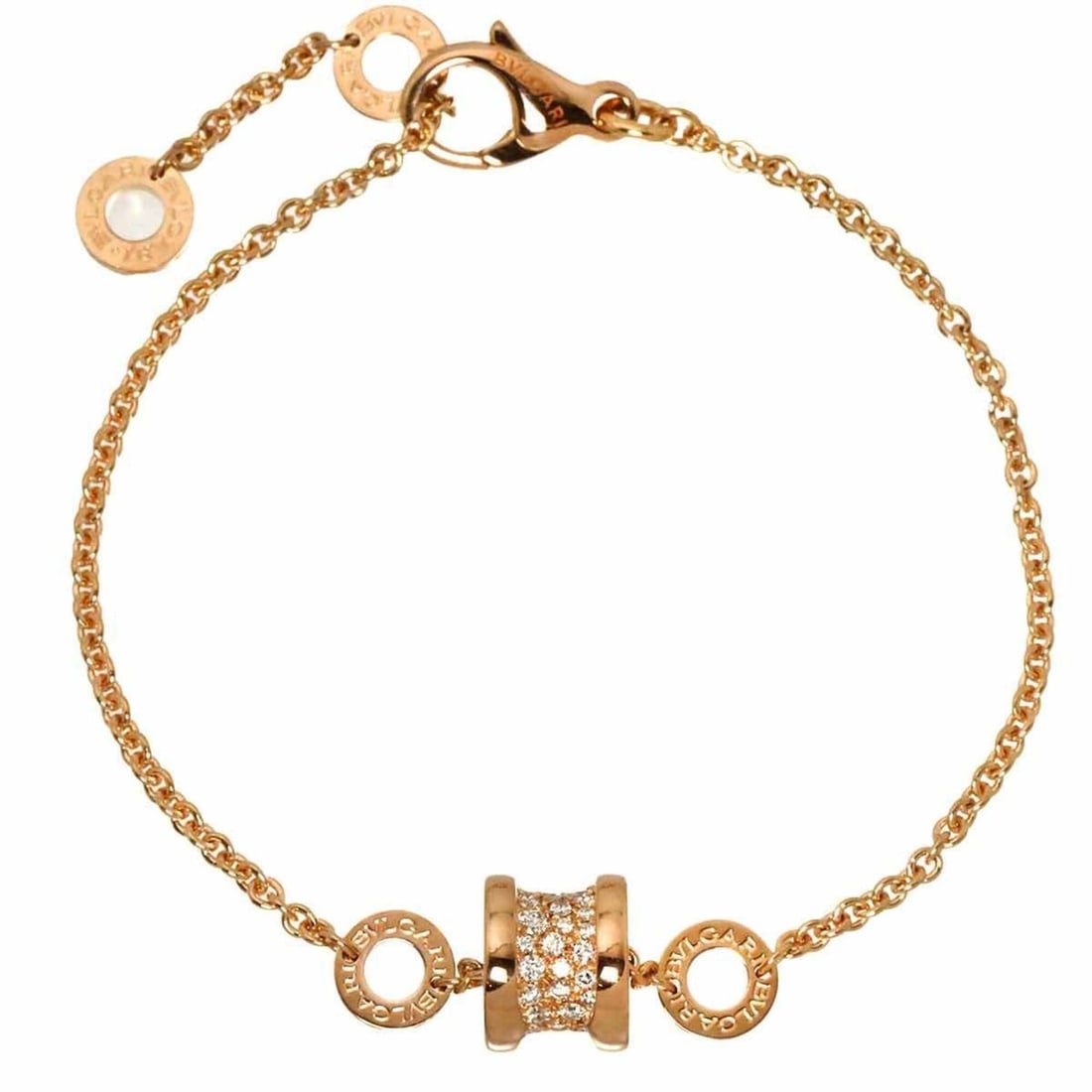 Bulgari BVLGARI B-ZERO1 Pave Diamond Bracelet 17cm 18K PG Pink Gold 750 (1 of 9)