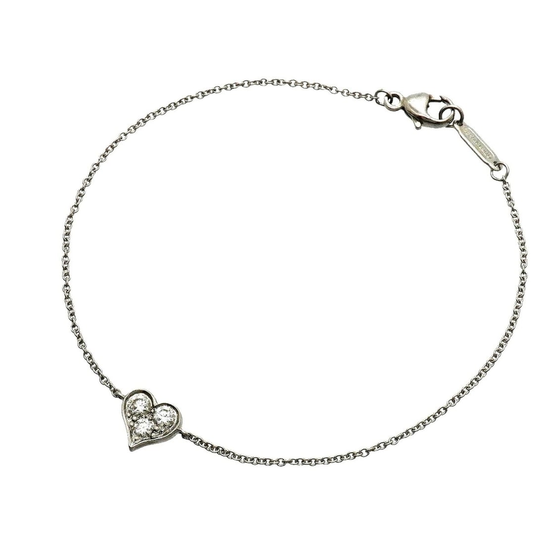 Tiffany & Co. Sentimental Heart Bracelet, 3PD (Pt950) Platinum Diamond, Ladies': --- Catalog ---Category: SizeLength: 16.5cm / 6.49''Category: DesignType: Charm braceletStone: DiamondGender: WomenMaterial: Platinum 950Category: GeneralBrand: Tiffany--- Item List ---Section: Condit