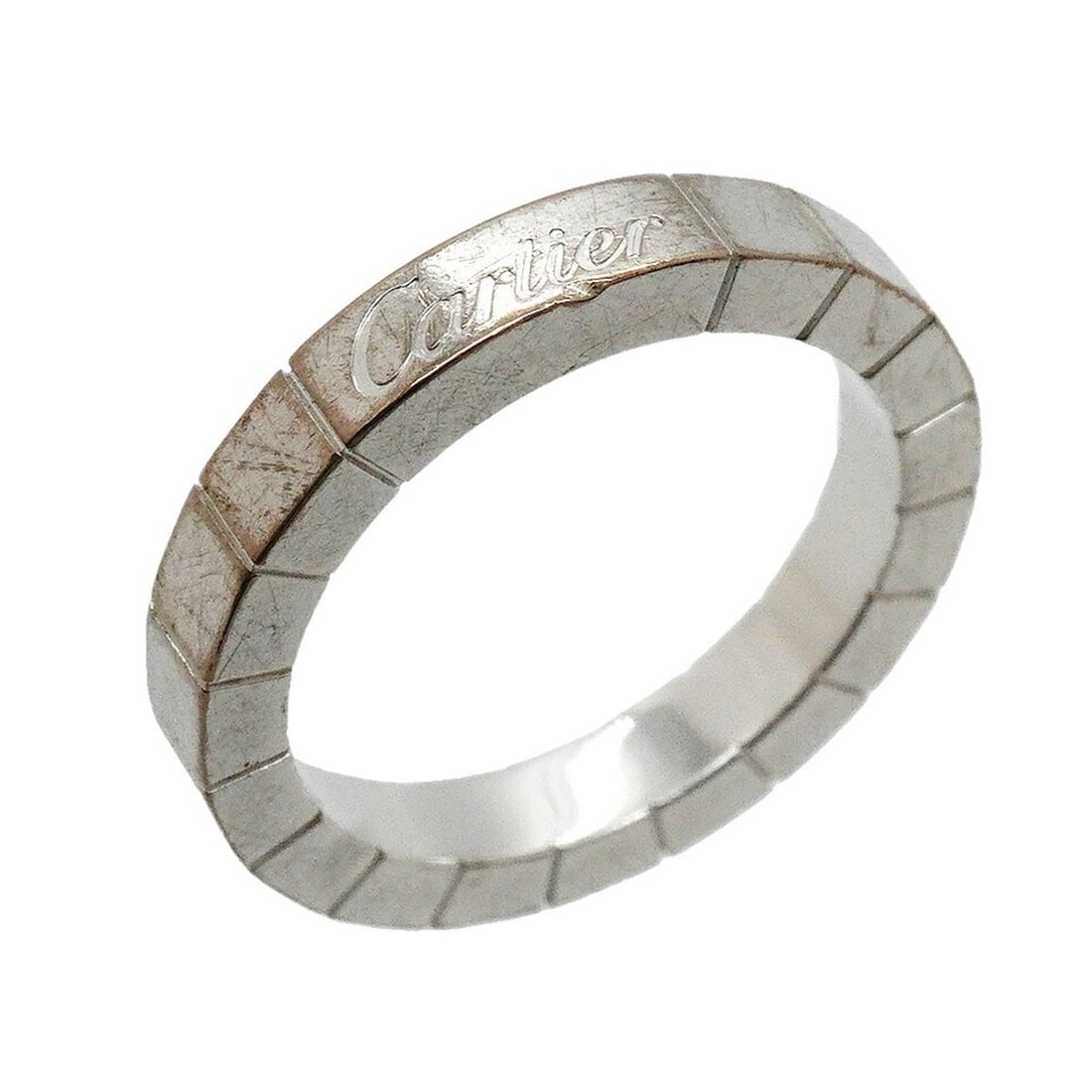 Cartier Lanieres Ring, 18K White Gold, Size 48, Ladies': --- Catalog ---Category: SizeUS Size: 4.5Brand Size: 48Category: DesignType: Band ringGender: WomenMaterial: White gold (18K)Category: GeneralBrand: Cartier--- Item List ---Section: ConditionRanking: 