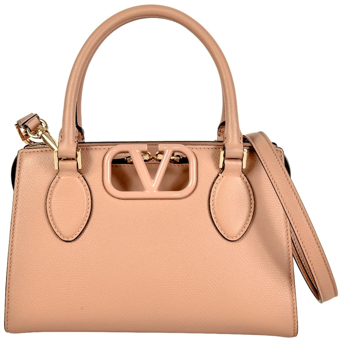 Valentino V-logo 2-way handbag, leather, pink: --- Catalog ---Category: SizeSize (HxWxD): 16cm x 24cm x 10cm / 6.29'' x 9.44'' x 3.93''Category: DesignType: HandbagColor: PinkGender: WomenMaterial: Leather Category: GeneralBrand: Valentino--- Item