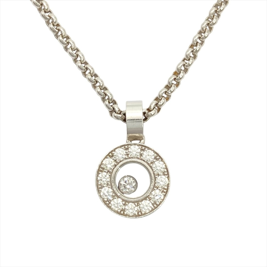 Chopard Happy Diamonds Necklace, 79 Diamonds, 3087-20, 18KWG, 12.2g, White Gold, Circle Design (1 of 11)